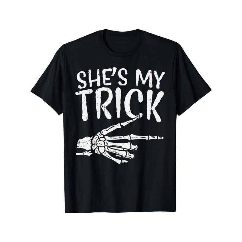 Shes My Trick Matching Couple Halloween Costume Boyfriend T-Shirt made in usa Hoodie, Sweatshirt | WearSparks.com
