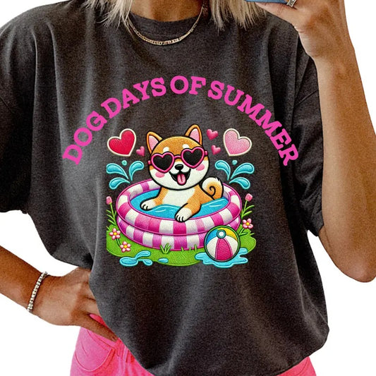 Shiba Inu Dog Days of Summer Shirt ~ Unisex Apparel Relaxed Fit Printed In The USA Clothing Womenswear Casual Comfort Cotton Top Athletic Boho Chic