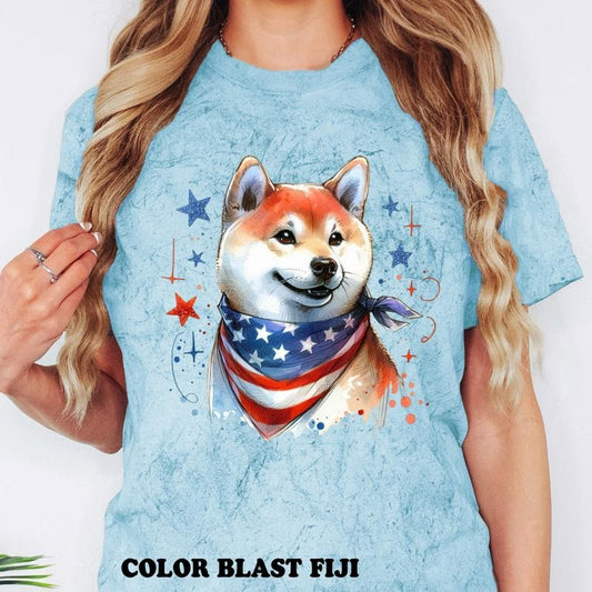 Shiba Inu Patriotic Dog Shirt ~ Unisex Apparel Relaxed Fit Printed In The USA Clothing Womenswear Casual Comfort Cotton Top Athletic Boho Chic
