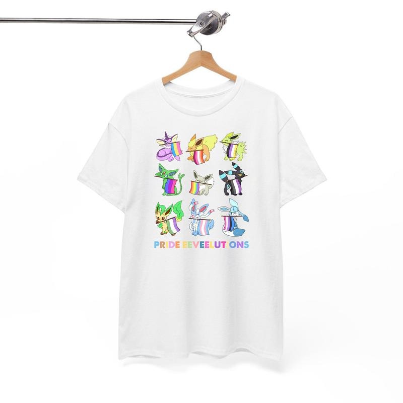 Shiny Pride Eeveelutions T-Shirt, Pride Evolutions, Shiny Eevee Pride Shirt, LGBT Friendly Shirt, LGBTQ+ Support Shirt,Rainbow Shirt,Pride Flag Shirt