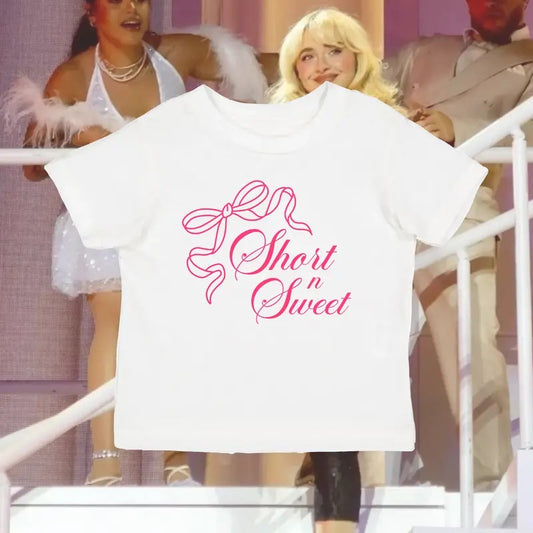 Short n? Sweet Bow Baby Tee - Pink, Tour Shirt For Fan, Baby Tee Merch