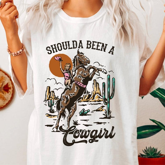 Should have been a cowgirl shirt, Country Western Shirt, Retro Vintage Cowgirl tee, Cowgirl Shirt, Cowgirl Western Electric Shirt, Unisex T-shirt, Gifts for Women, Short Sleeve Cotton Casual Shirt Comfort Crewneck