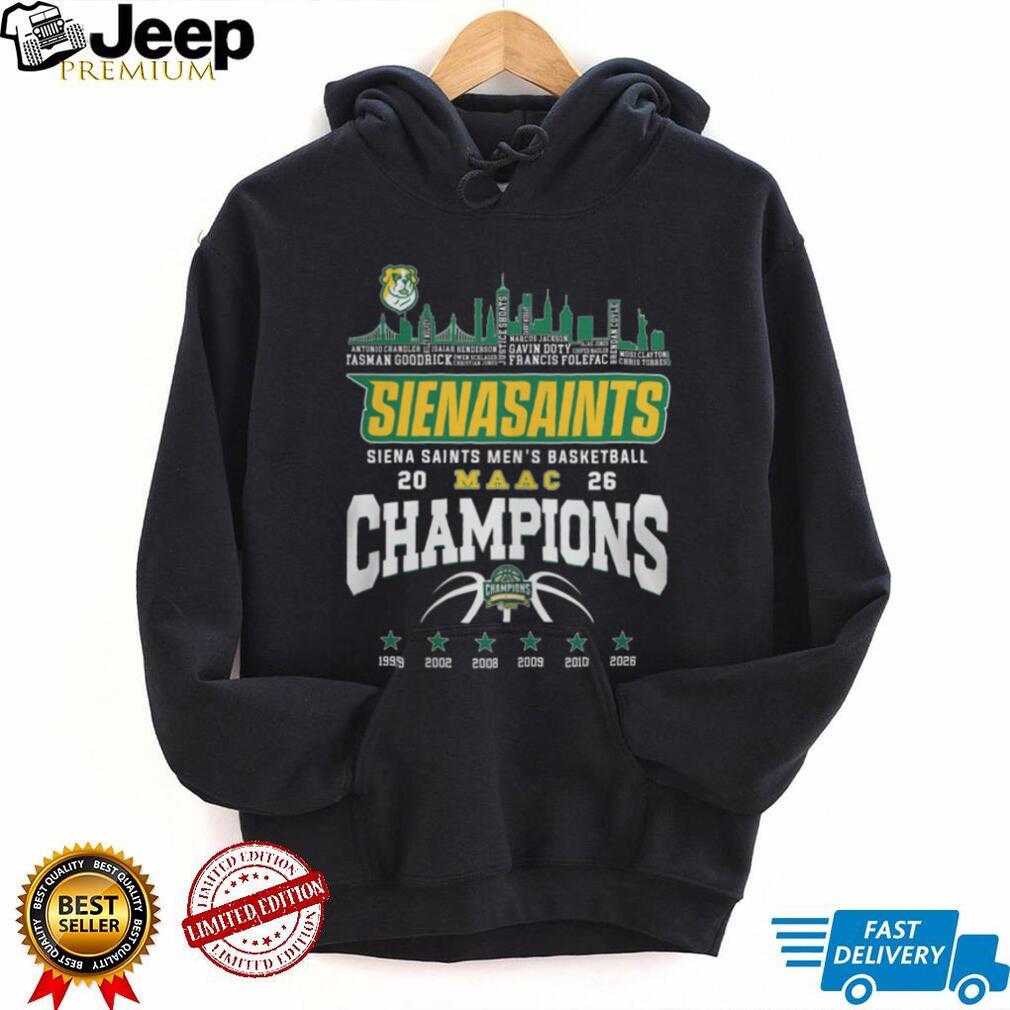 Siena Saints Men’s Basketball 2026 MAAC Champions Skyline T Shirt