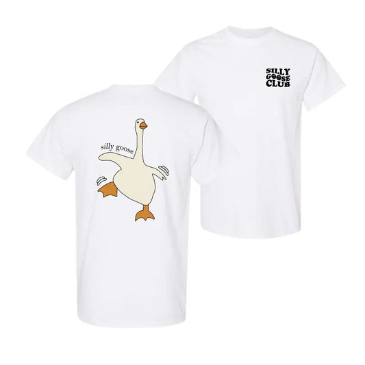 Sill Goose Club Tshirt- Double Side - Vintage Tee - For Her - For Him - Duck Sweatshirt Classic Cotton Hoodie for women TOP MENSWEAR