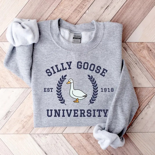 Silly Goose University Crewneck Sweatshirt,Unisex Silly Goose University Shirt Cotton Sweaters