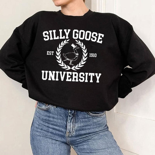 Silly Goose University Sweatshirt, Unisex Silly Goose University Shirt, Silly Goose Meme Trendy Men's Women's Sweater, College University Shirt
