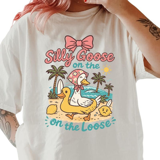 Silly Goose on The Beach Shirt ~ Unisex Apparel Relaxed Fit Printed In The USA Clothing Womenswear Casual Comfort Cotton Top Athletic Boho Chic