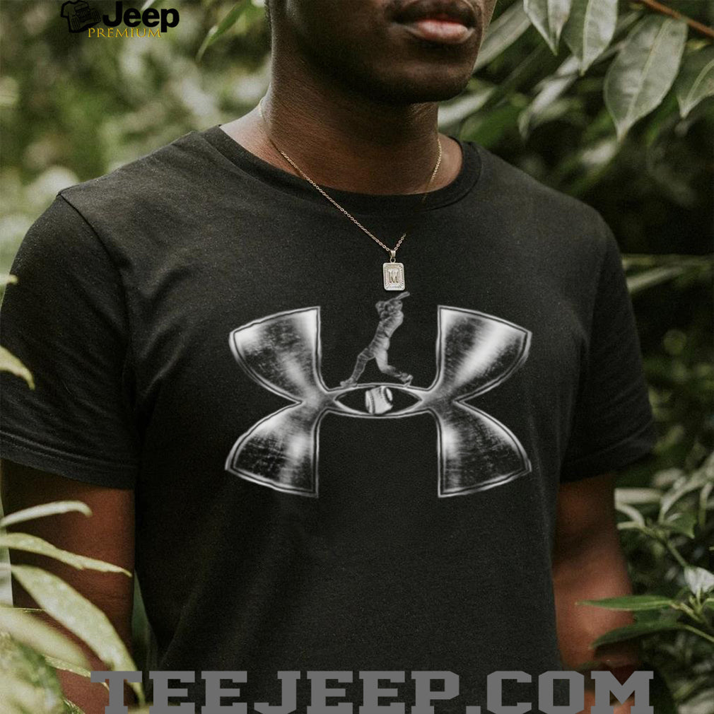 Silver Metallic Baseball Batter Sports Logo Graphic T Shirt