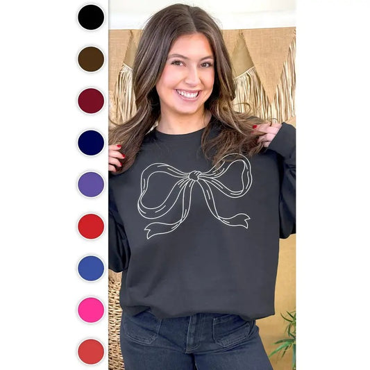 Simple Bow Graphic Sweatshirt