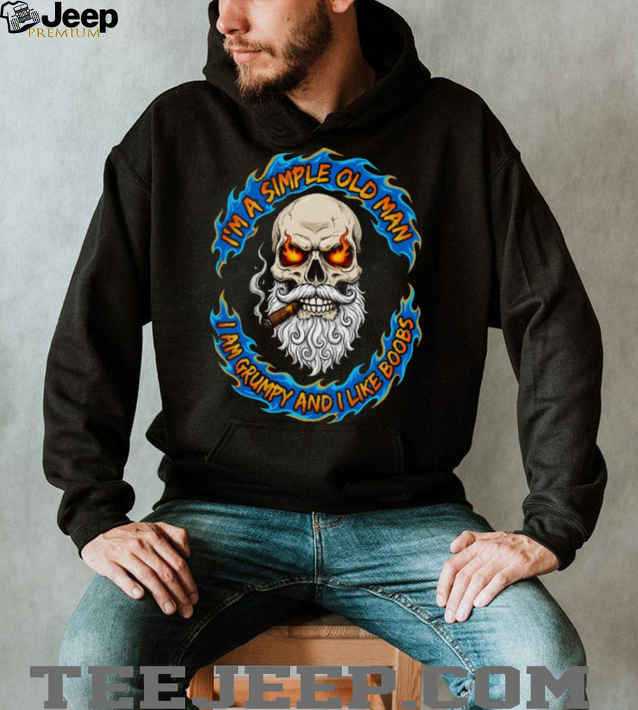 Simple Old Man Grumpy Bearded Skull Cigar Smoking T Shirt