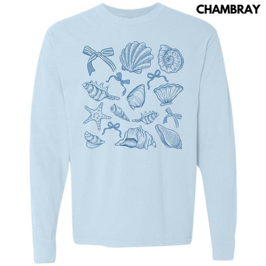 Simple Seashells Long Sleeve Comfort Colors T-Shirt 'NLB'