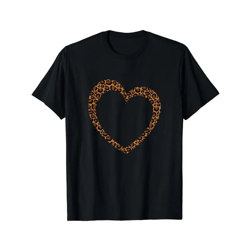 Simple and advanced,cotton T-shirt, leopard print shirt, niche design printing, high-quality breathable material, casual and versatile Made in USA