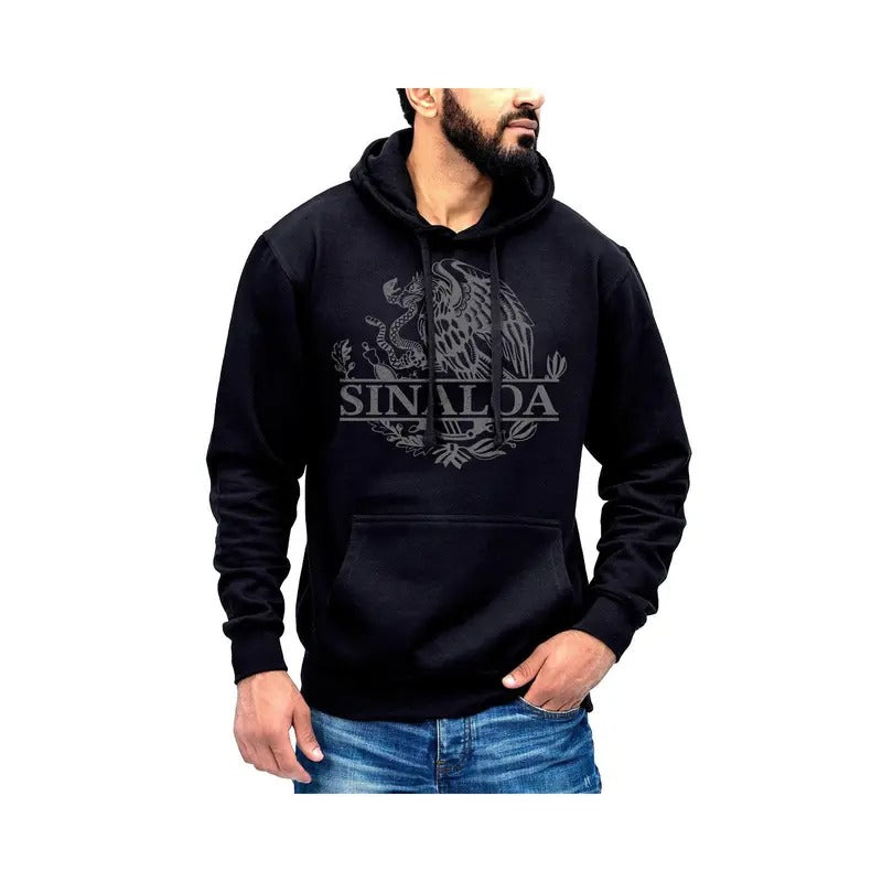 Sinaloa Mexico Eagle Emblem Hoodie Sweatshirt Cotton Fabric T-Shirts | WearSparks.com