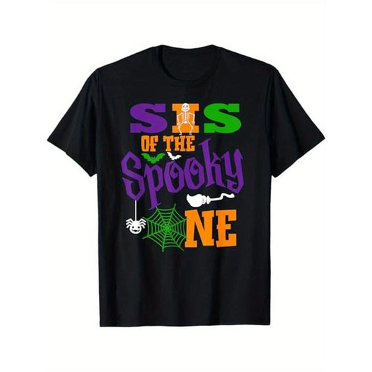 Sister Halloween 1st Birthday Matching Family Spooky One Boy T-Shirt, 100% Cotton, Halloween Thanksgiving Christmas Gift for Men Women Family Friends Made in USA