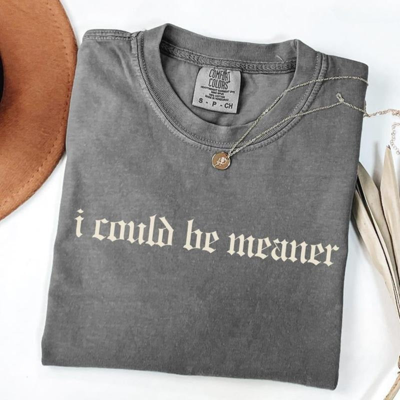 Comfort Colors I Could Be Meaner T-shirt, Unhinged Shirts, Weird Gift for Friend/ Sister, Dark Humor Tee, Offensive Shirt, Funny Tees, Goth
