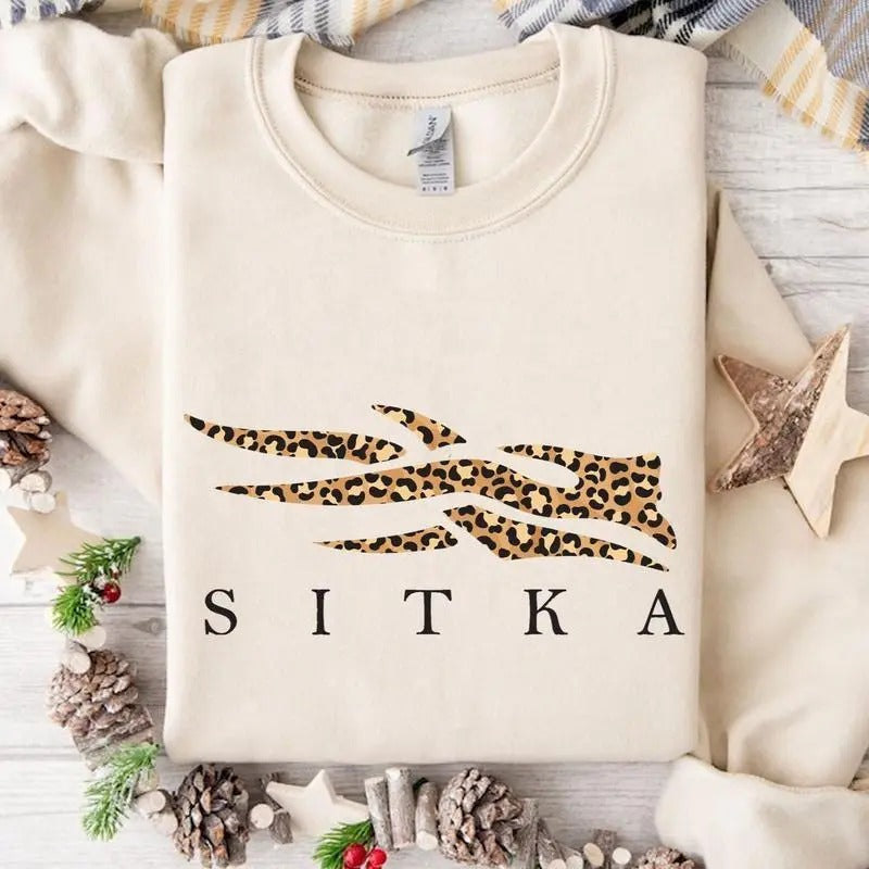 Sitka Leopard Pattern Print Logo Unisex Sweatshirt Men and Women Sweatshirt T-Shirts, Hoodie | WearSparks.com
