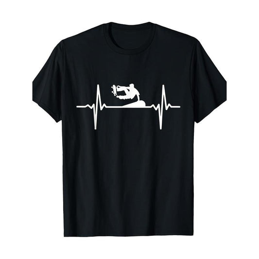Skateboard Heartbeat Fun Clothes Pulse Skater Skate T-shirt 100% cotton T-shirt Made in USA