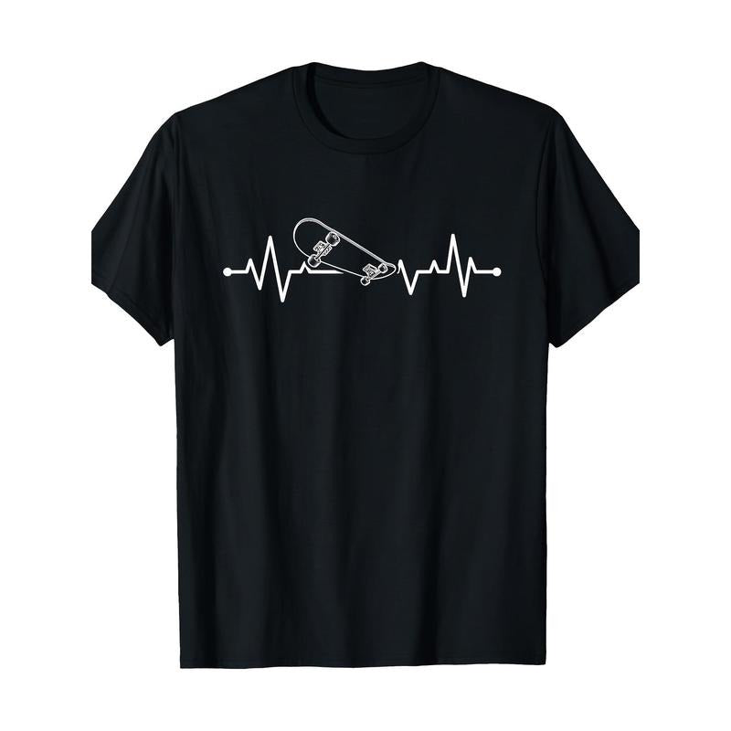 Skateboard Heartbeat T-shirt 100% cotton T-shirt Made in USA
