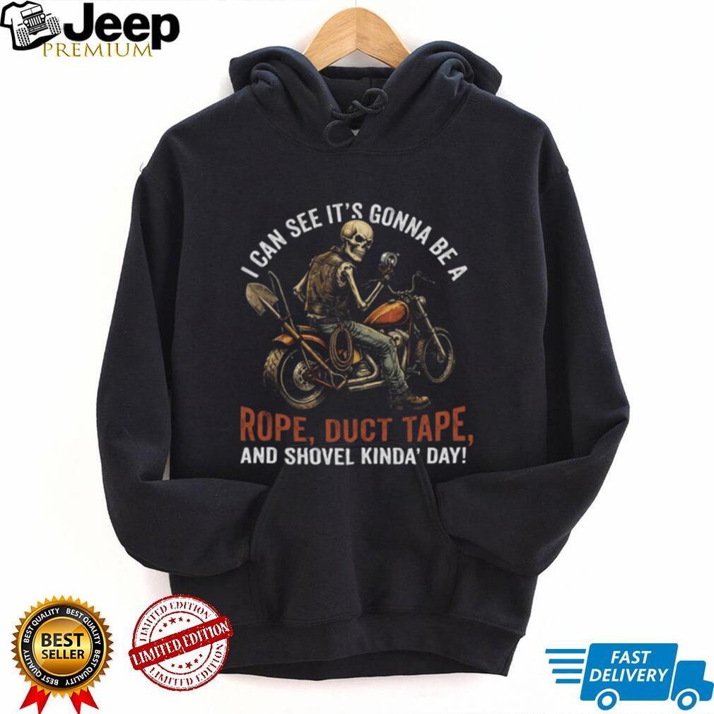 Skeleton Biker “Rope Duct Tape and Shovel” Dark Humor T Shirt