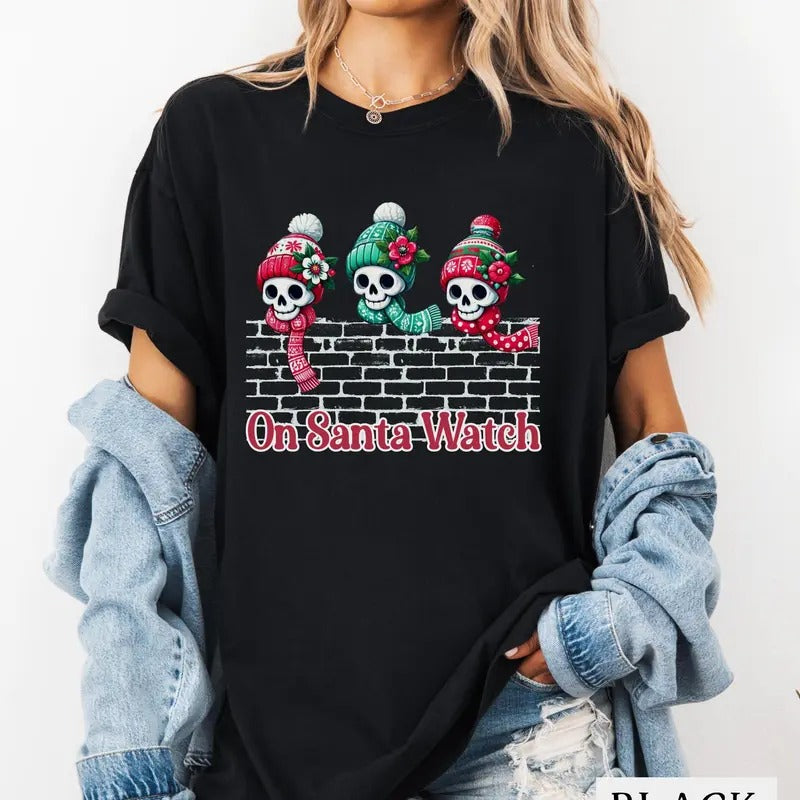 Skeleton Christmas Shirt Funny Skeleton Holiday Tee Festive Red Green Skeleton T-shirt Cotton Shirt Christmas Gift Idea