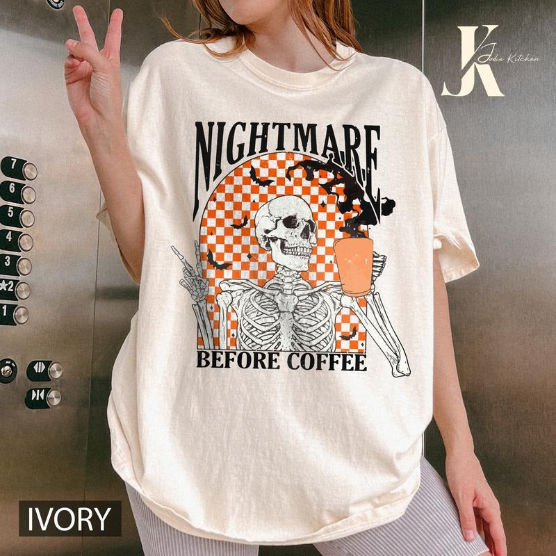 Skeleton Coffee Cups Comfort Colors Shirt, Coffee Cups Shirt, Horror Movie Coffee Cup Shirt, Halloween Family Shirt, Halloween Coffee, Halloween 2024, Halloween Gifts