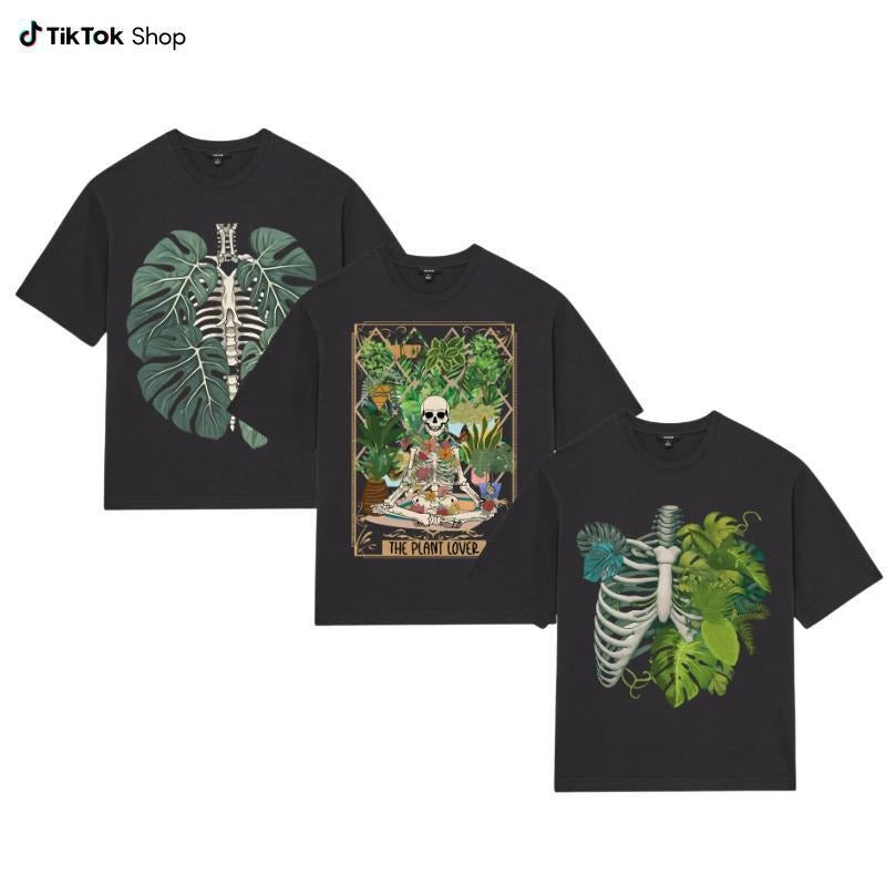 Skeleton Collector Plant Body T-shirt, Plant lover shirt, Plant Lover Gift, Monstera Tee, Plant Mom Graphic shirt Womenswear Cotton Fabric