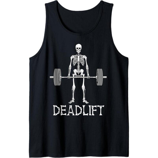 Skeleton Deadlift Halloween Funny Fitness Gym Weightlifting Tank Top Made in USA