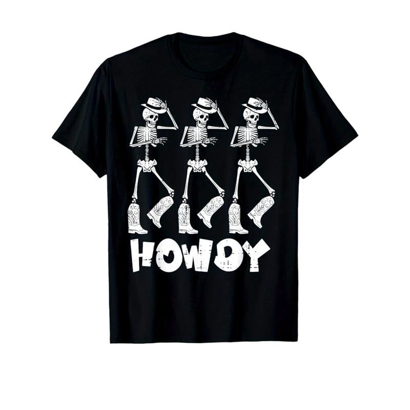 Skeleton Print Men's Cotton T-shirt, Graphic Tee Men's Outdoor Clothes, Men's Halloween Clothing, Casual Short Sleeve Crew Neck T-shirt, Tops For Men, Gift For Men made in usastyle{n002}19