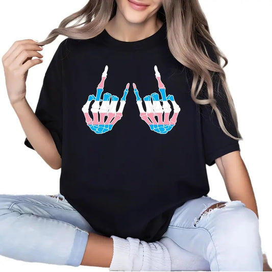 Skeleton Rock Hands Shirt, Pride Shirt, Trans Flag Shirt, Support Trans Kids, Pride Ally Shirt, Trans Shirt, Unisex T-Shirt, Gifts For Bisexual Transgender, Short Sleeve Tee Shirt, Gifts For Birthday
