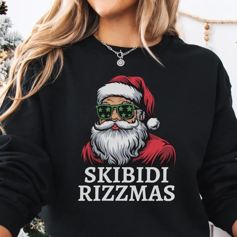Skibidi Rizzmas Christmas Rizz Santa Claus Charisma Kid Cool Unisex Softstyle T-Shirt, Holiday Tee, Funny Xmas Shirt, Festive Top, Gift