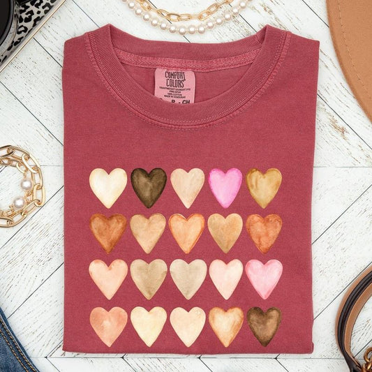 Skin Tone Hearts, Multicultural, Comfort Colors Tshirt, Valentine's Day, Valentine's Day Comfort Colors Tshirt, Women's Graphic Tee, Love, Heart, Cupid