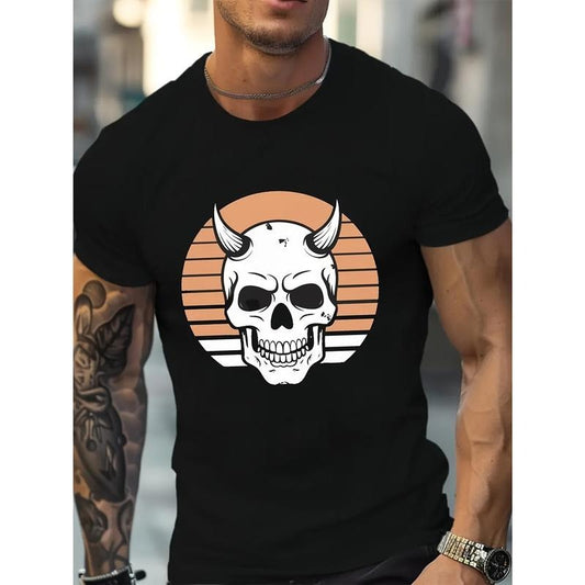 Skull New Casual Crew Neck Men's T-Shirt Made in USA