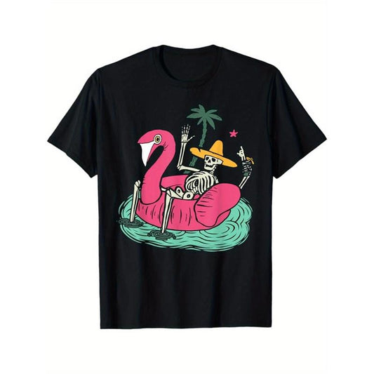 Skull Print Men's cotton T-shirt, Graphic T-shirt Men's outdoor wear, Men's Halloween costume, casual short sleeve crew neck T-shirt, men's top, Men's gift Made in USAstyle{n002}2