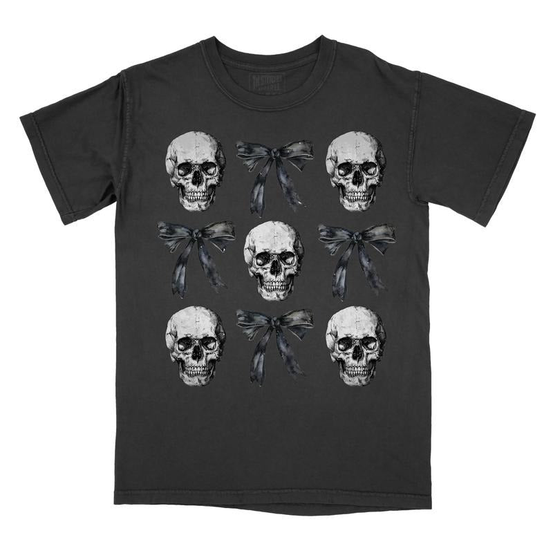 Skulls and Coquette Bows - Comfort Colors Graphic Tee Hoodie, Sweatshirt | WearSparks.com