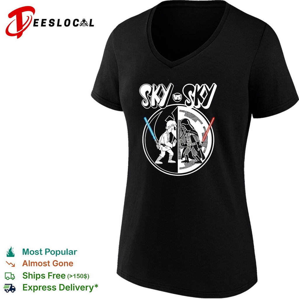 Sky vs Sky Luke Skywalker Darth Vader lightsaber duel shirt