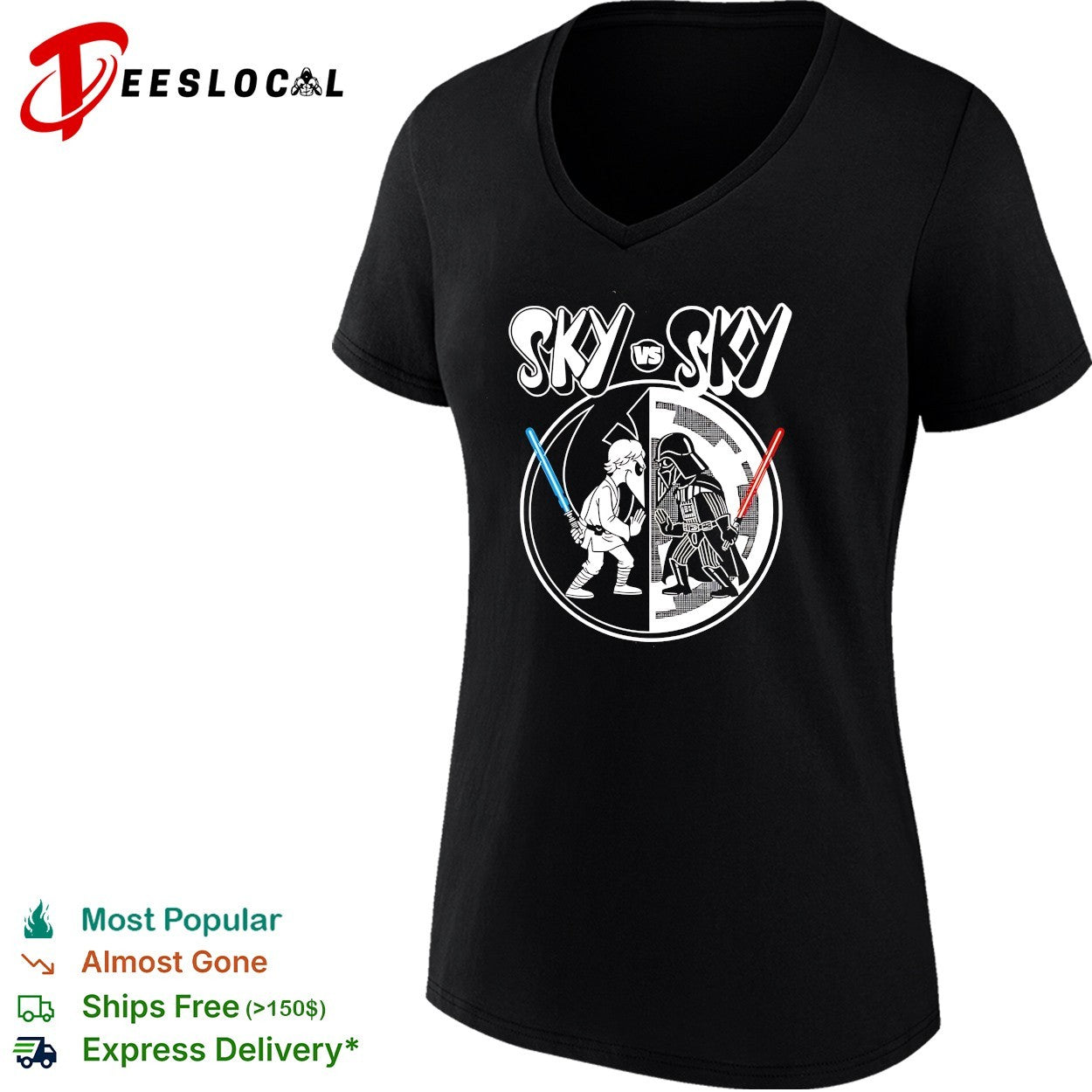 Sky vs Sky Luke Skywalker Darth Vader lightsaber duel shirt