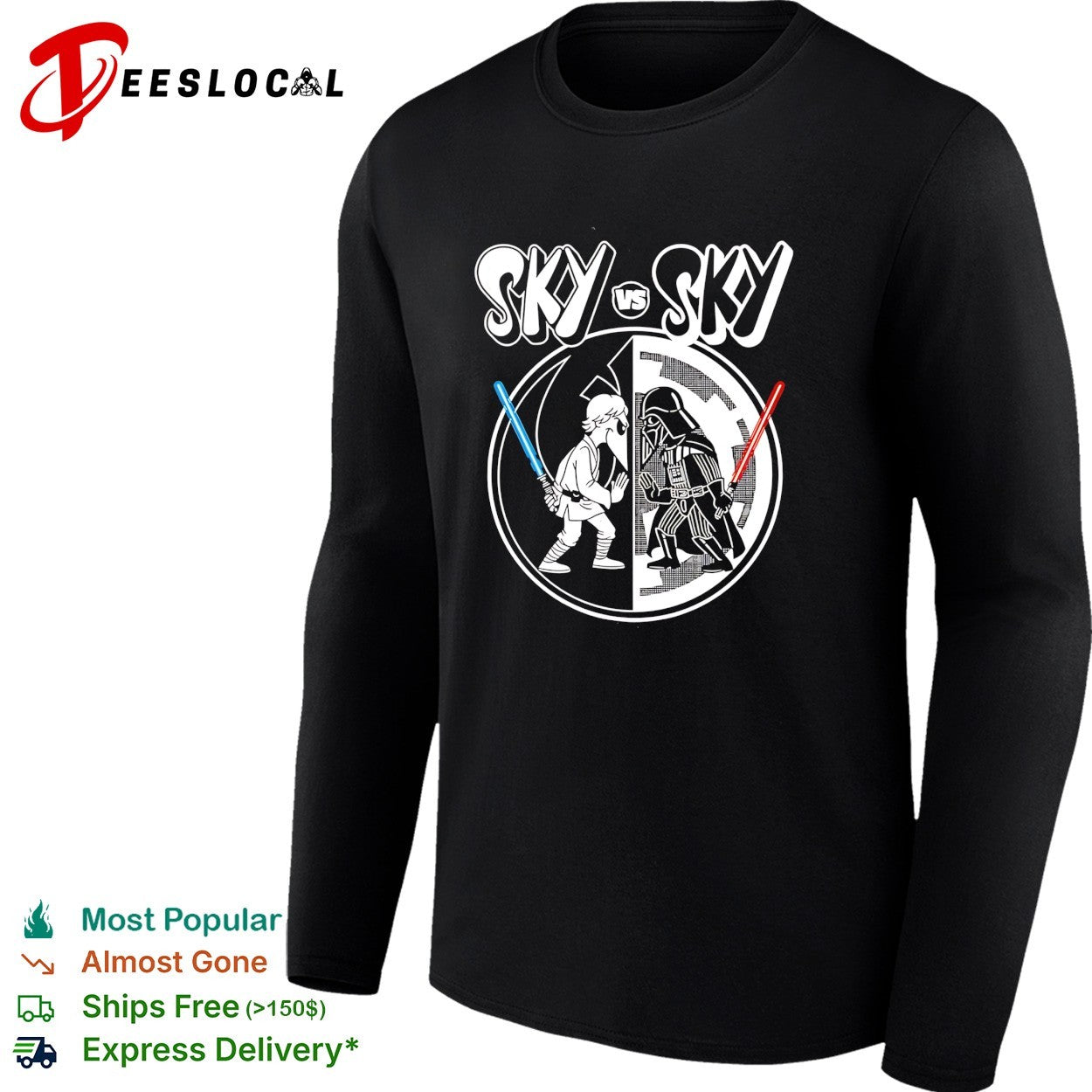 Sky vs Sky Luke Skywalker Darth Vader lightsaber duel shirt