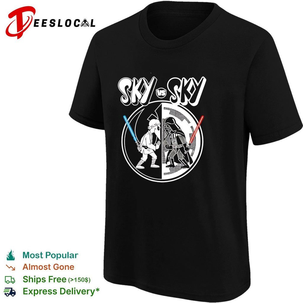 Sky vs Sky Luke Skywalker Darth Vader lightsaber duel shirt