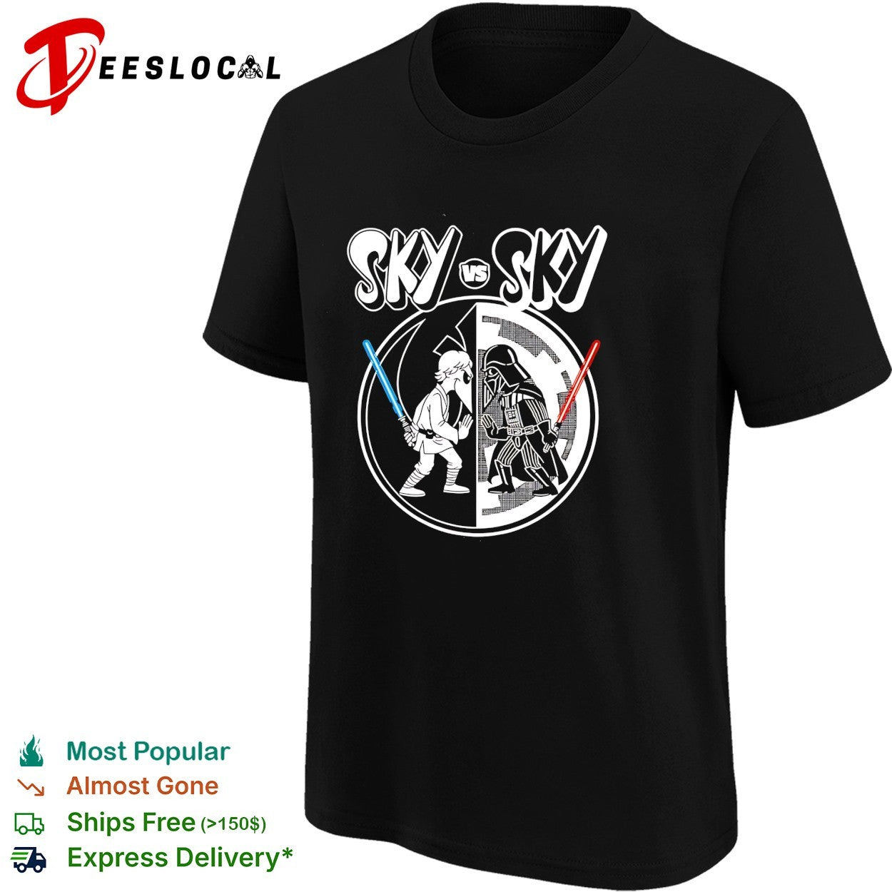 Sky vs Sky Luke Skywalker Darth Vader lightsaber duel shirt