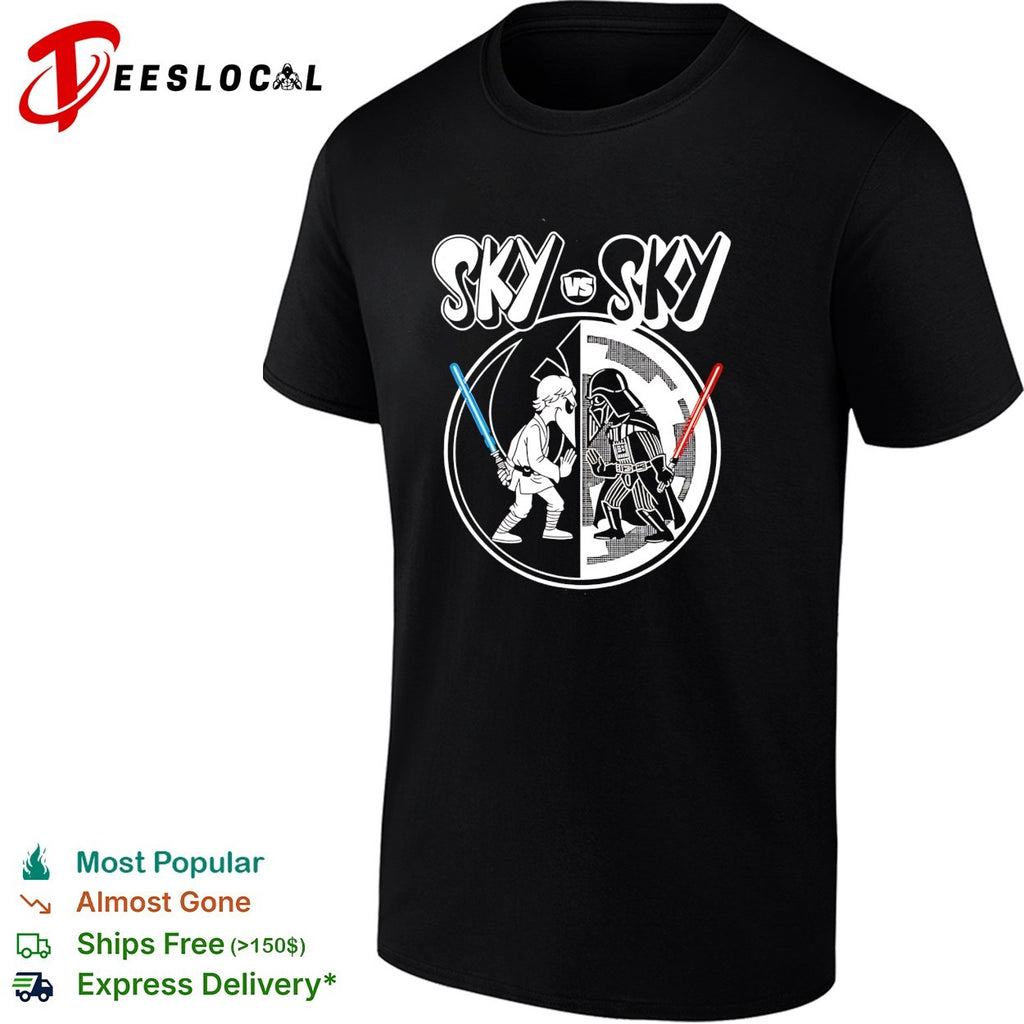 Sky vs Sky Luke Skywalker Darth Vader lightsaber duel shirt