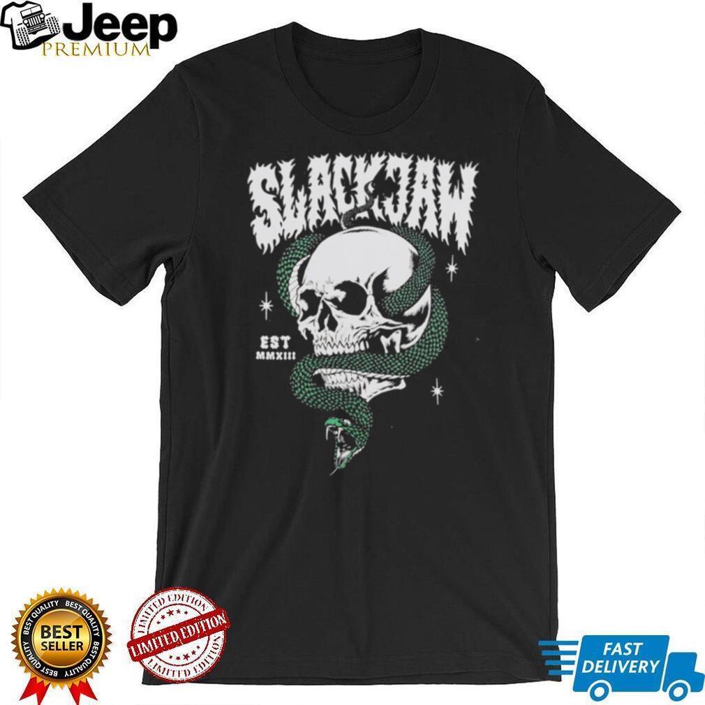 Slackjaw Skull and Snake Est MMXIII Metal Gothic Graphic T Shirt