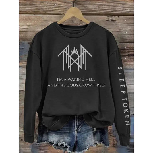 Sleep Token -  I'm A Waking Hell And The Gods Grow Tired Print Vintage Sweatshirt - Hoodie, Gift For Fan Sleeves With Designs