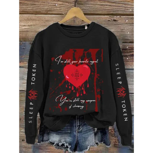 Sleep Token -  Retro Heart Print Vintage Sweatshirt - Hoodie, Gift For Fan Sleeves With Designs