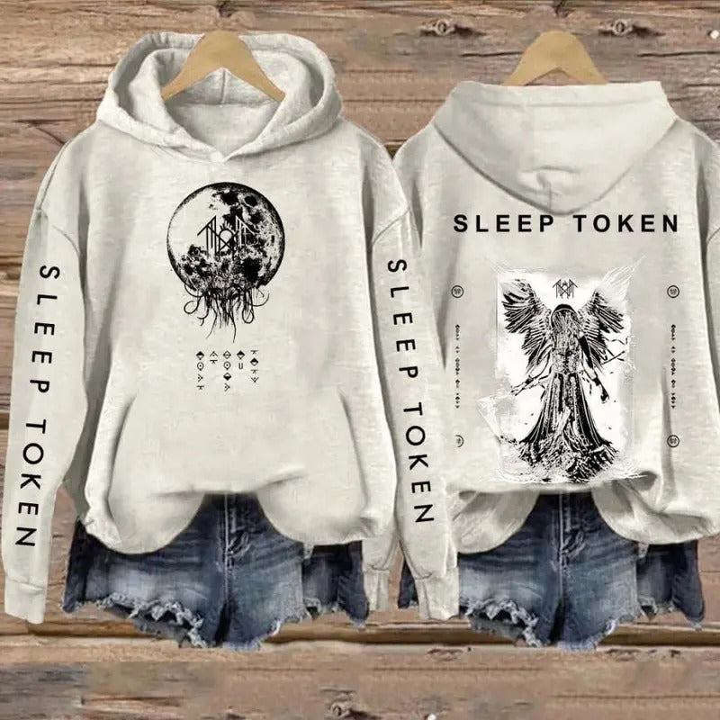 Sleep Token - Logo & Reaper Angle Print Vintage Sweatshirt - Hoodie, Gift For Fan Sleeves With Designss