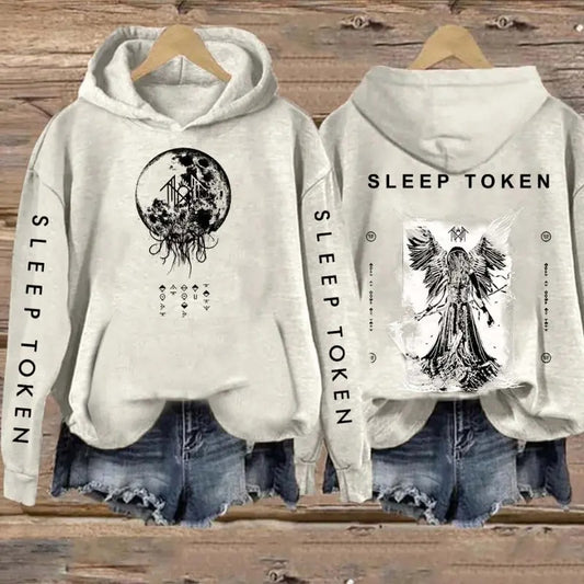 Sleep Token - Logo & Reaper Angle Print Vintage Sweatshirt - Hoodie, Gift For Fan Sleeves With Designss