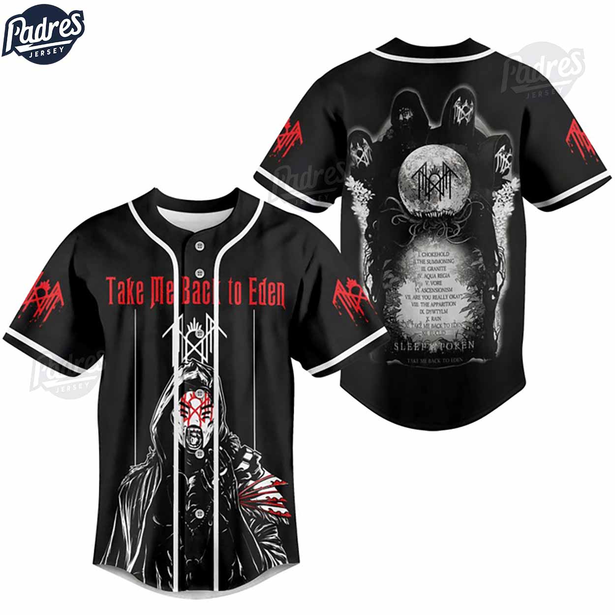 Sleep Token Take Me Back To Eden Baseball Jersey - Padres Jersey Oasis: Elevate Your Baseball Style Game... (Image 1)