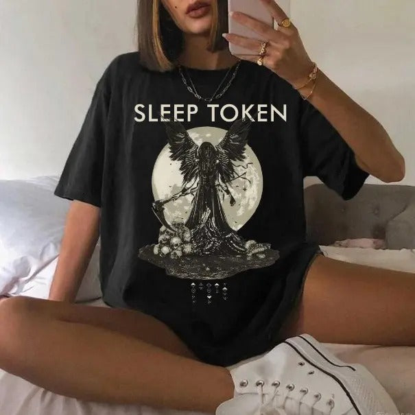 Sleep Token Winged Reaper Vintage Graphic Unisex T-Shirt, Size S-5XL