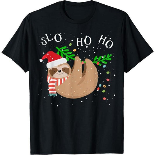 Slo Ho Ho Merry Slothmas - Sloth Christmas T-Shirt Made in USA