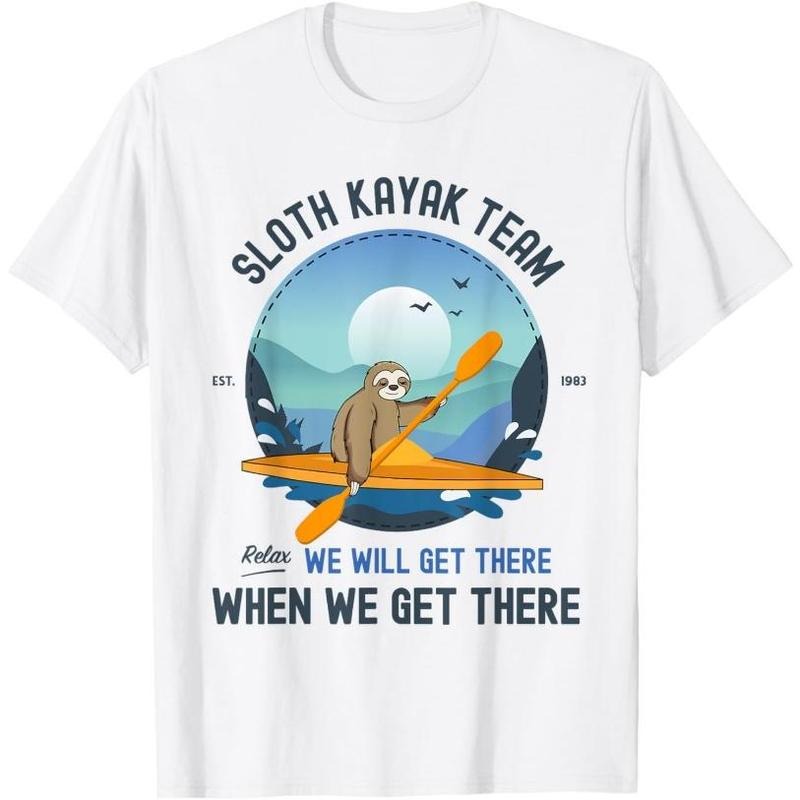 Sloth Kayaking Shirt, Sloth Kayak Team T-Shirt Made in USA