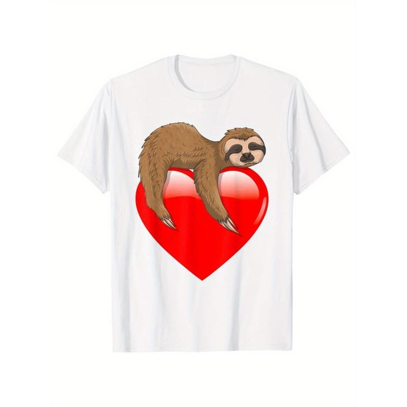 Sloths Print Men's Cotton T-shirt, Graphic Tee Men's Outdoor Clothes, Casual Short Sleeve Crew Neck T-shirt made in usastyle{n002}11